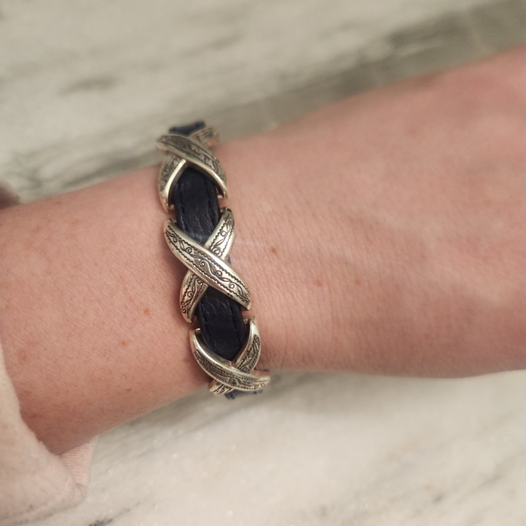 Brighton 3/8 Kriss Kross Bandit Bracelet, Blue With Silver Accents - Picture 5 of 5